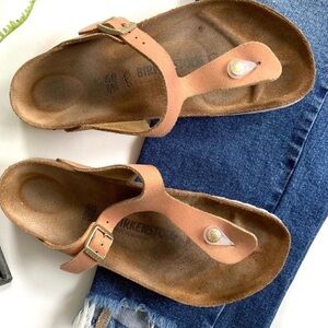 Birkenstock Washed Metallic Copper Gizeh Sandal